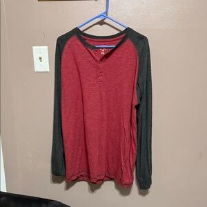 RedHead Red and Black Long Sleeve Henley
